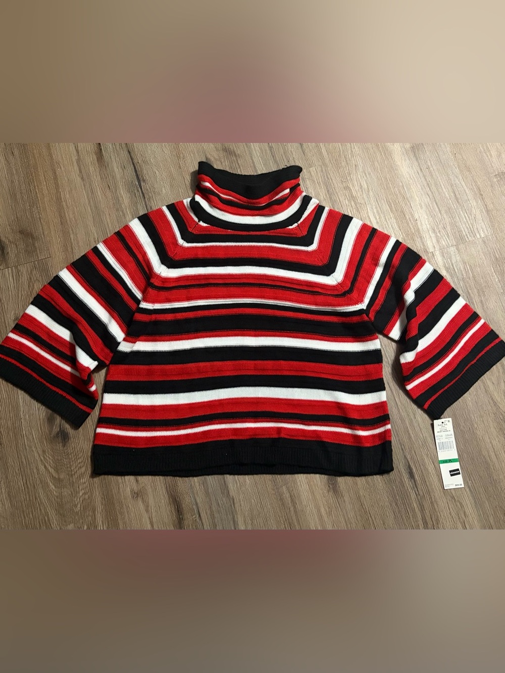 Ruby Rd. - Striped Turtleneck Sweater - Size Petite Large